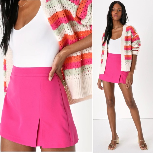 Lulus Adoring Style Fuchsia High-Waisted Skort sz XS - Picture 1 of 10